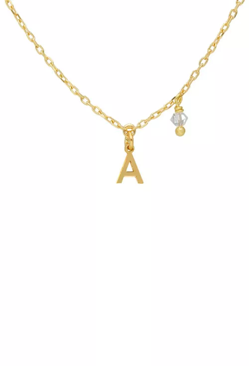 Gargantilla en plata chapada letra y cristal 273_A4231-ADG Gargantilla de plata chapada letra y cristal 273_A4231-ADG