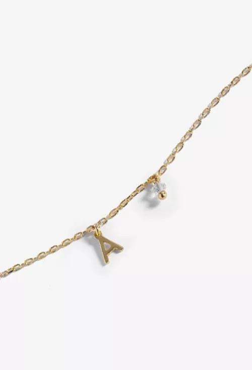 Gargantilla de plata chapada letra y cristal 273_A4231-ADG foto 2