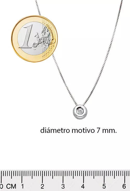 Gargantilla con diamante en oro blanco. cadena veneciana 095_491373-50 gargantilla oro blanco 18 kilates con chaton de diamante foto con medidas