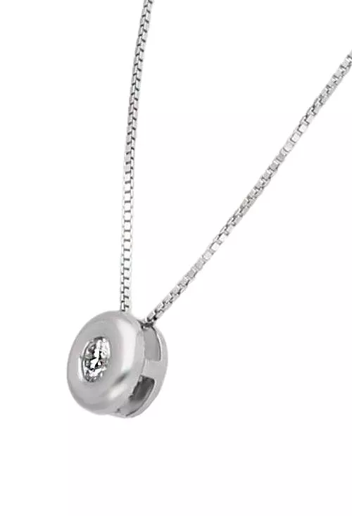 gargantilla oro blanco 18 kilates con chaton de diamante foto lateral detallada