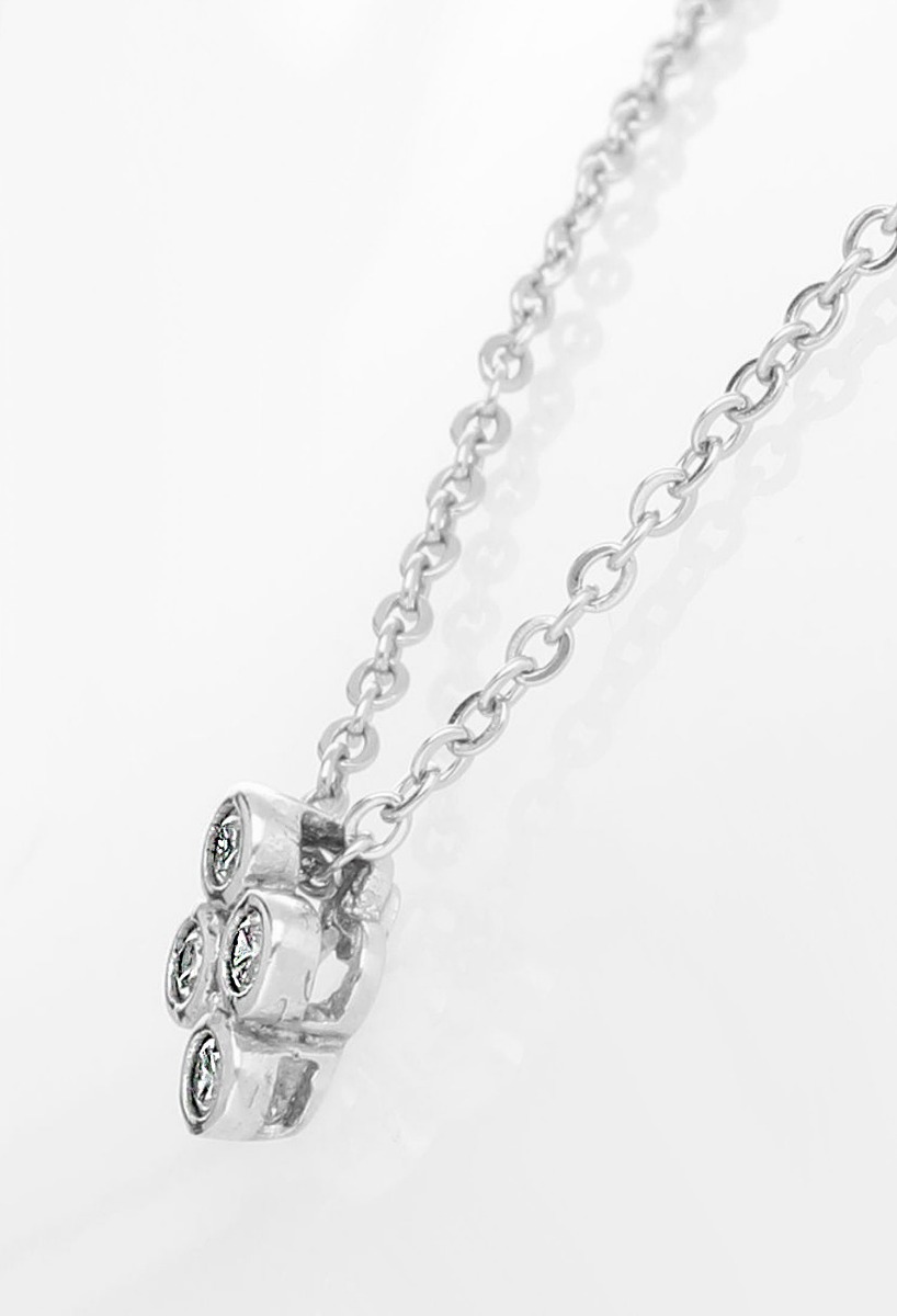 gargantilla cadena acero y motivo plata con circonitas foto lateral