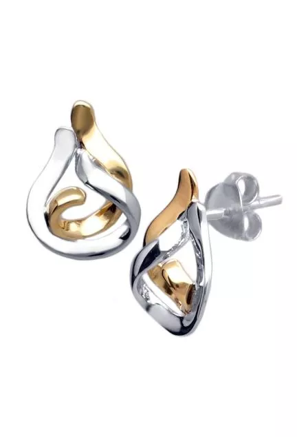 pendientes plata ley bicolor jorge revilla vista de cara frontal y lateral