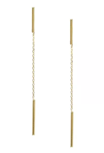 pendientes oro 18 kilates original diseño modelo largo con sistemas de presion fotografia frontal