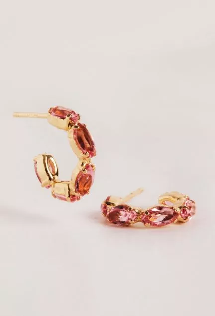 Pendientes plata chapada con piedras rosé 273_A4136-26DT foto 2