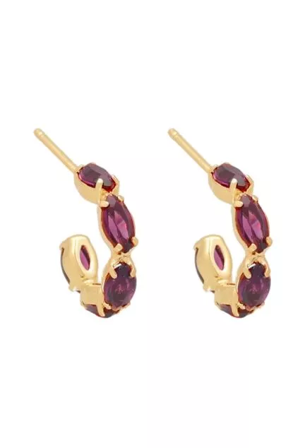 Pendientes plata chapada piedras con piedras color rubí 273_A4136-11DT