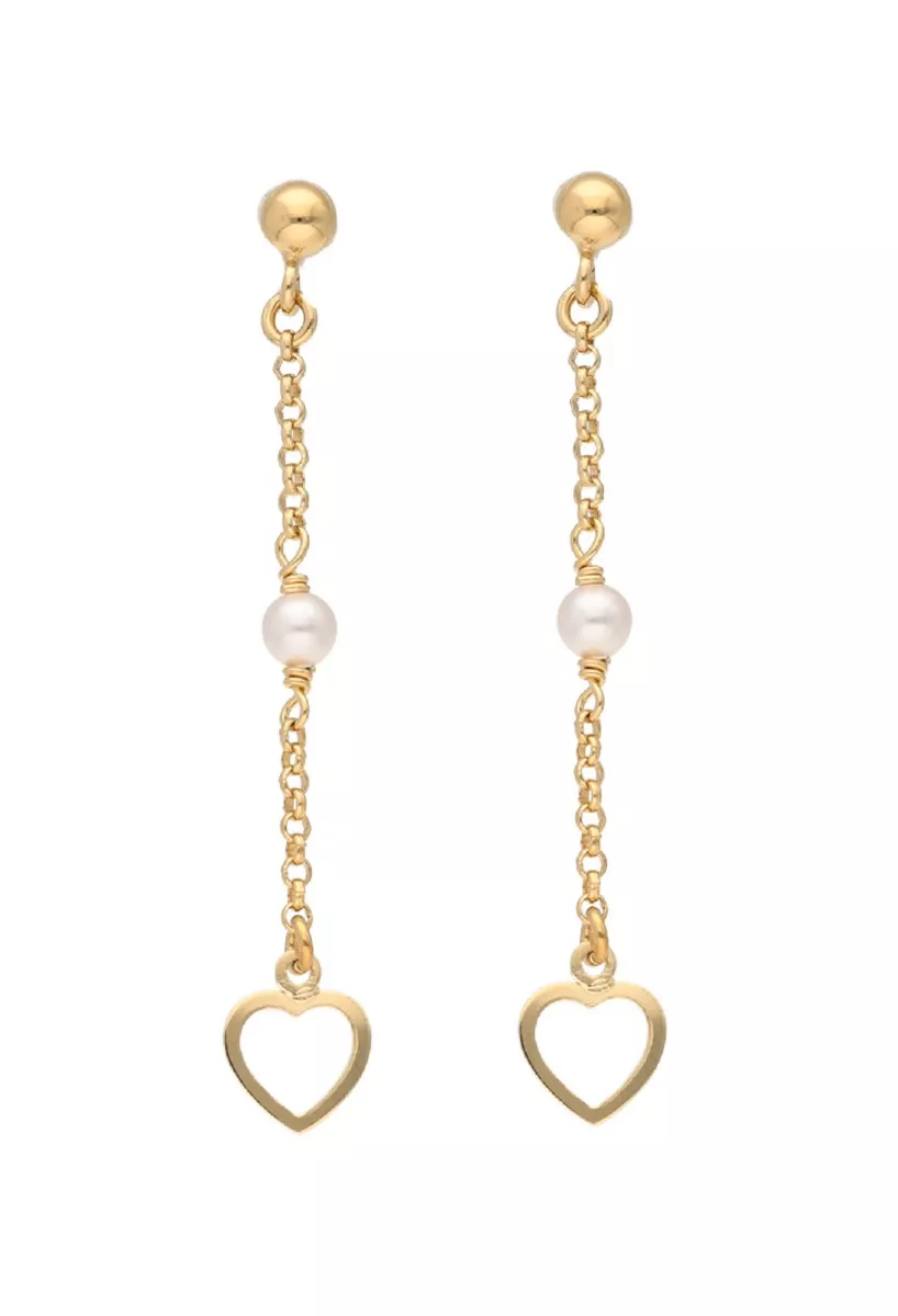 Pendientes plata chapados con corazón perla 273_A4147-00DT