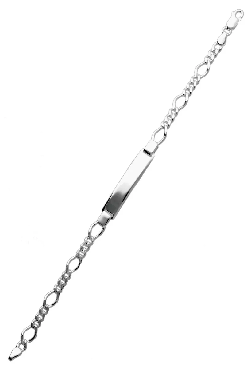 Pulsera plata ley con chapa 127_AG-BPR(1-3)120CH pulsera plata de ley con chapa para grabar fotografia extendida