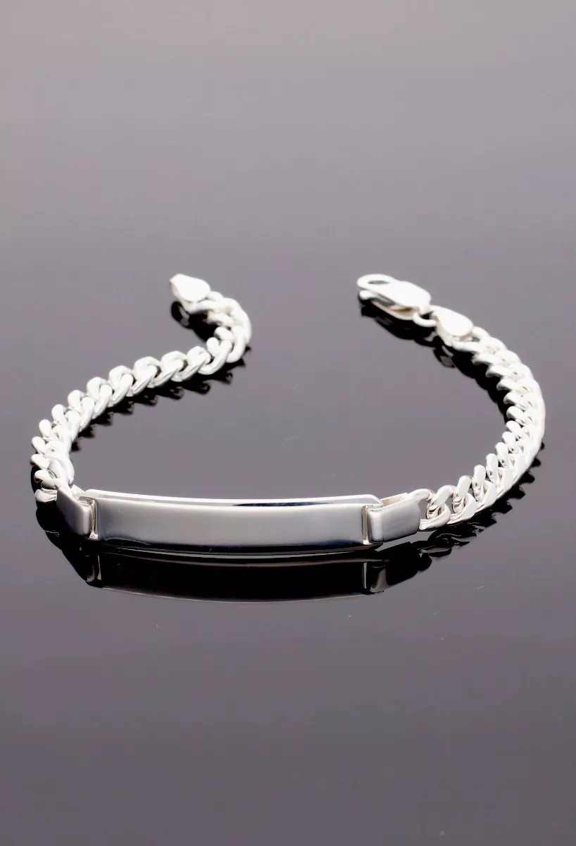 Pulsera plata de ley con chapa 127_AG-BNL150CH pulsera plata con chapa para grabar eslabones barbados foto para parrilla web el rubi joyeros toma cuarta