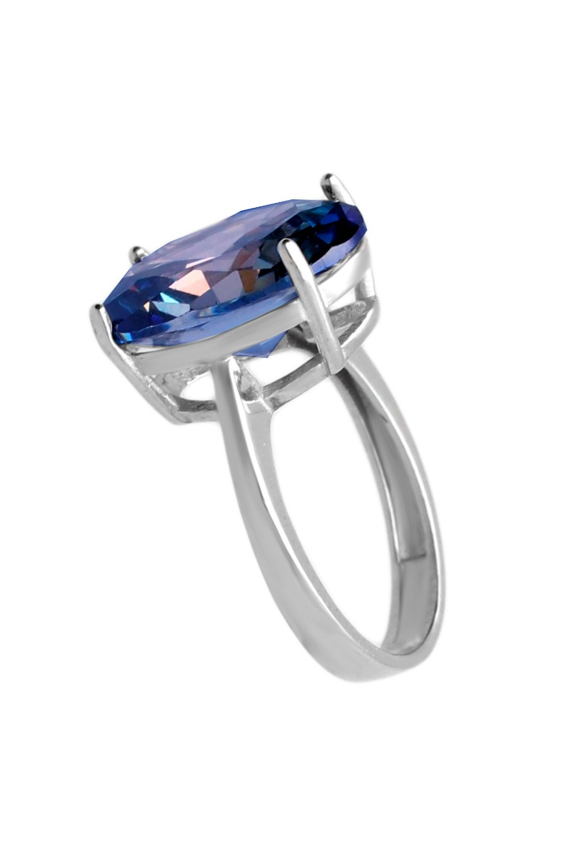 anillo plata con cuarzo iridiscente foto lateral