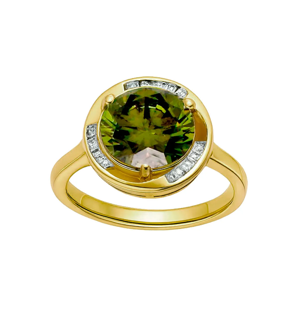 Anillo de plata chapada con olivina y circonitas 252_BR13806-AMA-OL 252_BR13806-AMA-OL