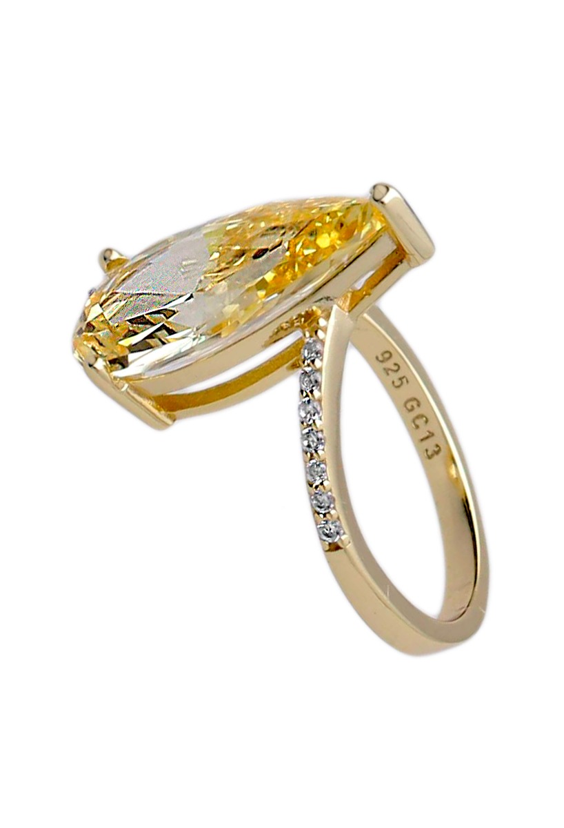 anillo plata chapada con cuarzo limon y circones fotografia lateral para web