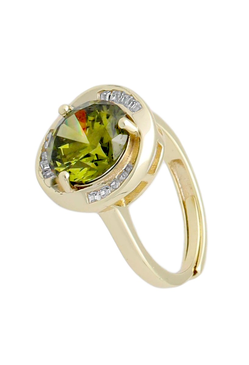 anillo plata chapada con olivina y circonitas toma de lado