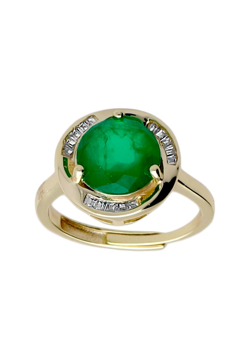 anillo plata chapada con simil esmeralda vista principal