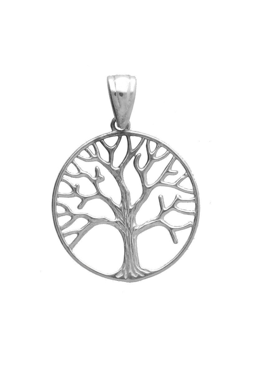 colgante de plata representación del árbol de la vida calado con bisel circular foto principal
