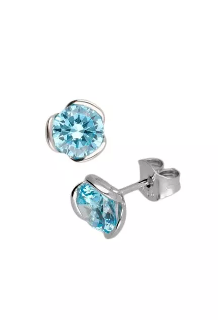 pendientes de plata con cuarzo topacio azul fotografia frontal y lateral