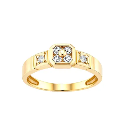 anillo de oro 18k con circones para niña de comunion 036_S67673