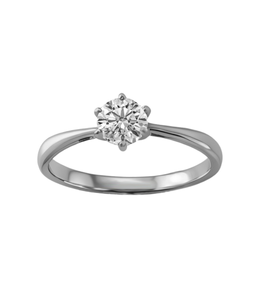 anillo compromiso solitario garra 6 patas con diamante de medio quilate foto frontal