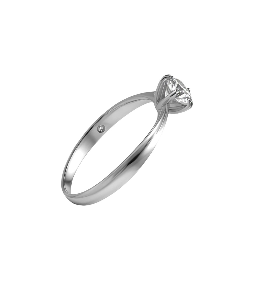 anillo compromiso solitario garra 6 patas con diamante de medio quilate foto lateral