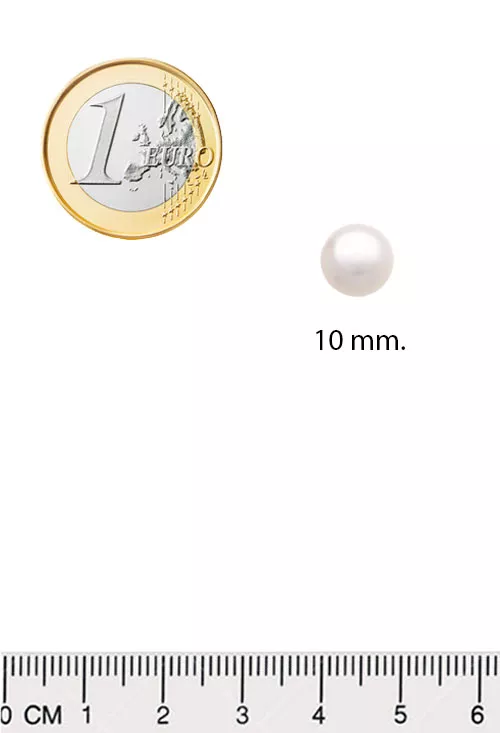 Pendientes oro 18 ktes y perla cultivada de botón 030_302-10P-BO pendientes de oro y perla cultivada fotografia con medidas