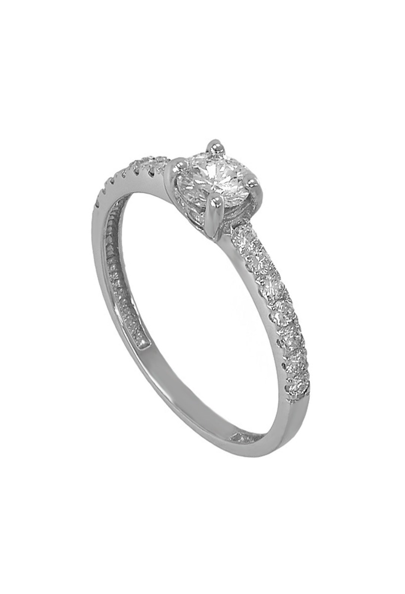 anillo compromiso oro blanco 18 kilates con diamantes fotografía oblicua para web
