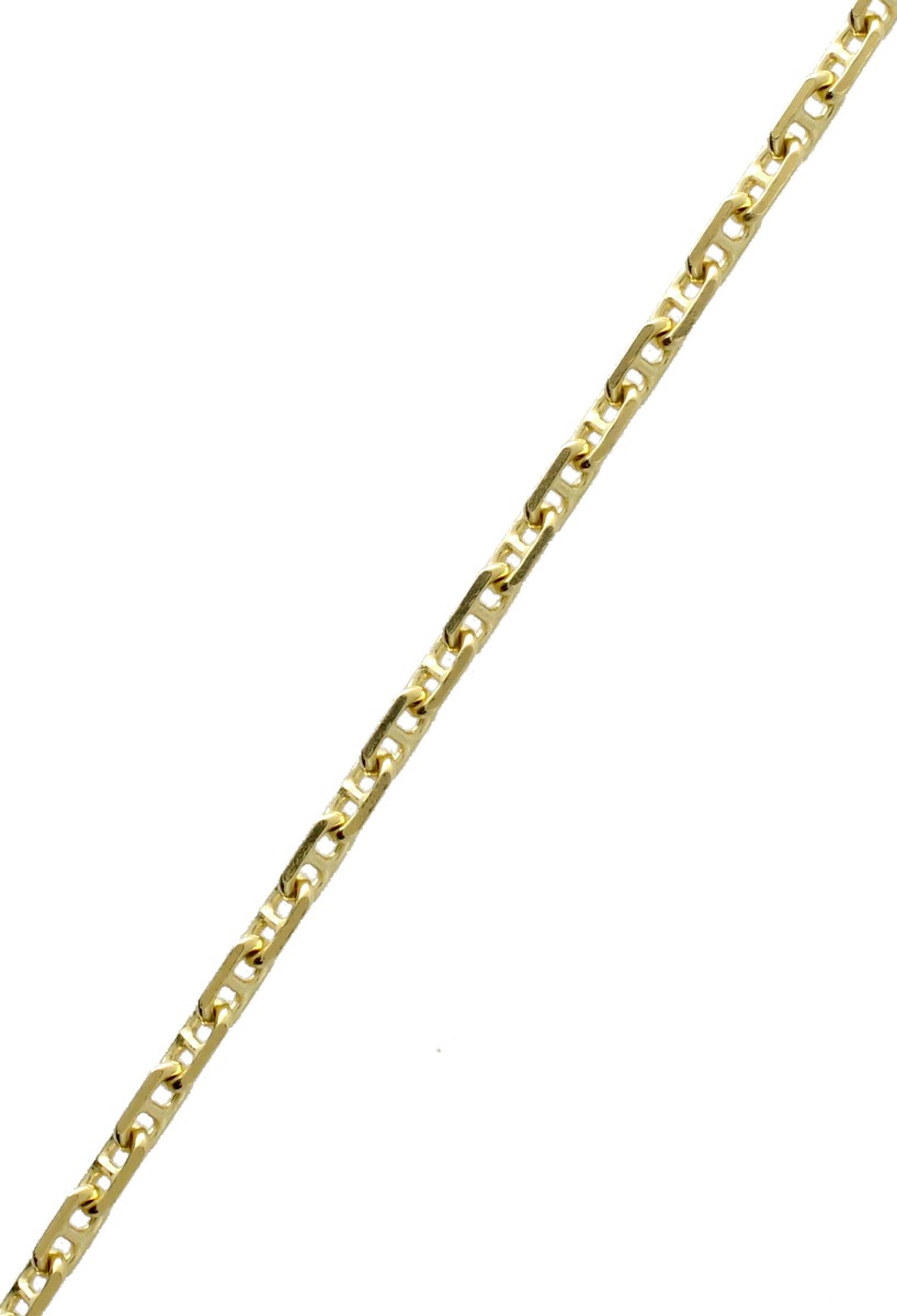 cadena oro amarillo eslabones forzados de 45 cm de largo vista frontal de tramo