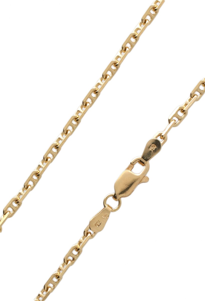 cadena de oro amarillo 18 kilates eslabones macizos modelo ancla con mosqueton foto detalle broche