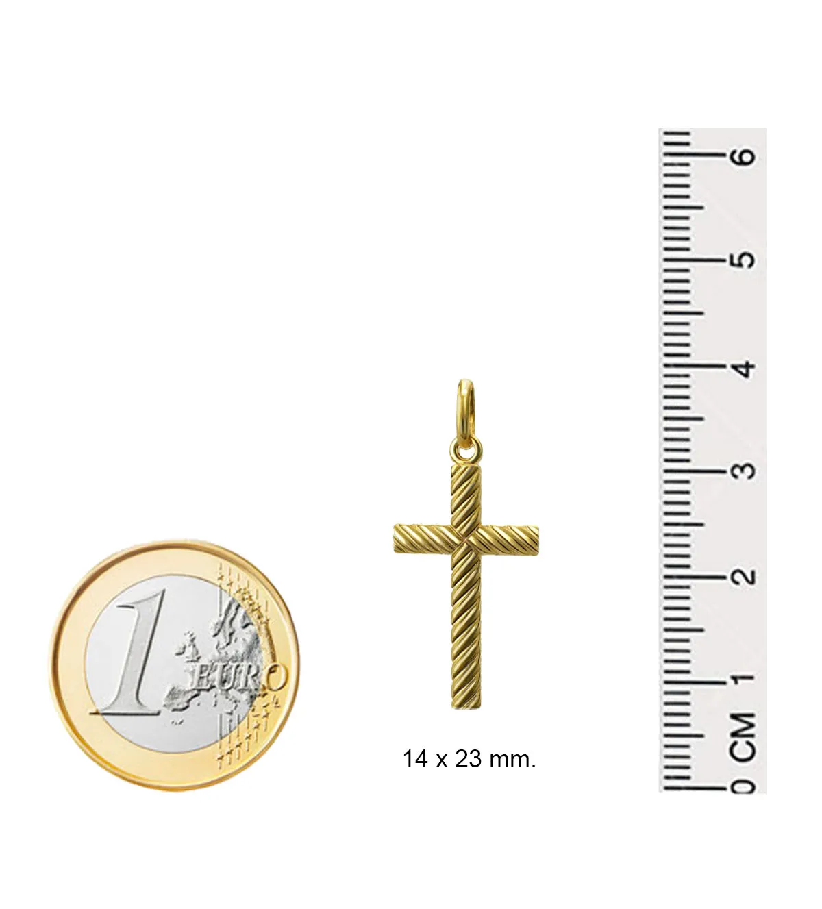 Cruz de oro 18K 045_232003-22 cruz de oro 18k para comunion 045_232003-22 foto modelo medidas