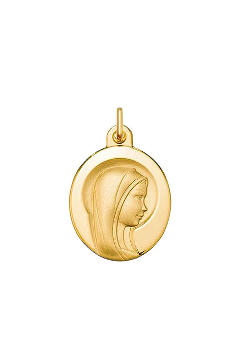 medalla oro ley virgen niña forma oval toma frontal