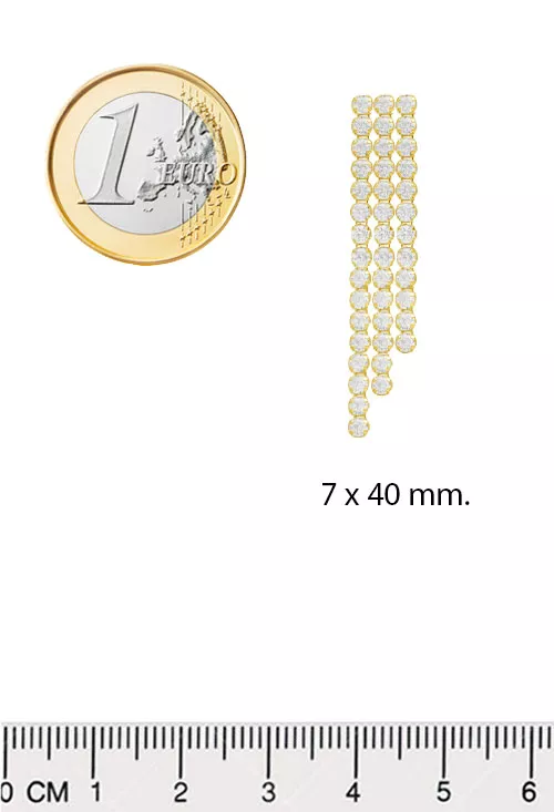 Pendientes de plata chapada con 3 hileras de circonitas 273_A4365-07DT medidas