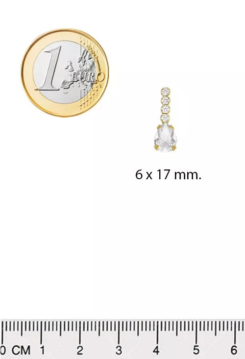 Pendientes de plata chapada con 5 circonitas pequeñas y otra grande 273_A4370-07DT medidas