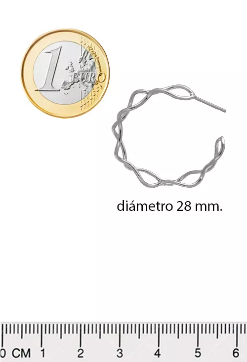 Pendientes de plata con forma de rombos retorcidos 273_A4347-HT medidas