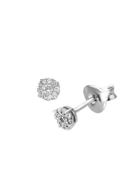 pendientes oro blanco con diamantes roseta engaste invisible fotografia frontal y lateral