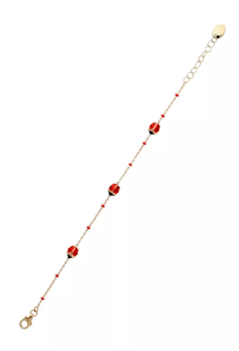 Pulsera bebé oro 18k con mariquitas esmaltadas Pulsera bebé oro 18k con mariquitas esmaltadas foto extendida