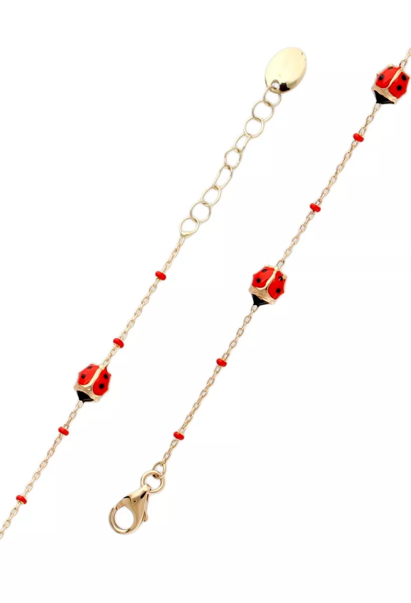 Pulsera bebé oro 18k con mariquitas esmaltadas Pulserra bebe oro 18k con mariquitas esmaltadas foto detalle cierre