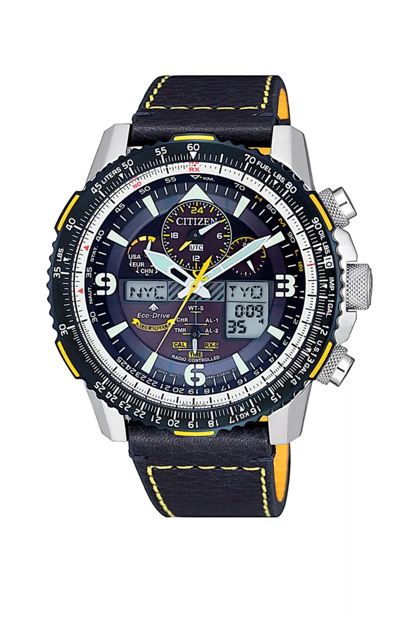 Reloj Citizen cronógrafo radio controlado acero y piel, Eco Drive JY8078-01L