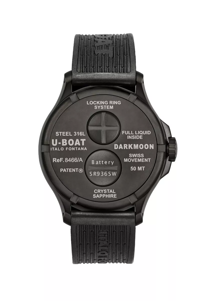 Reloj U-Boat Darkmoon con caja acero PVD y esfera roja y correa caucho 319_8466 trasera