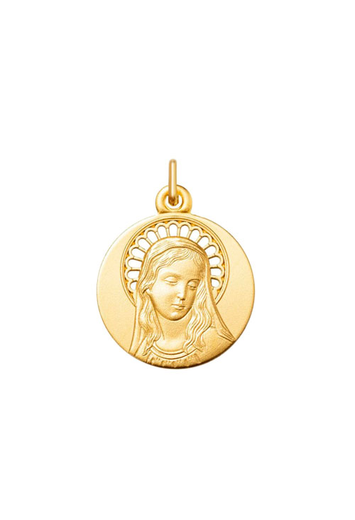 medalla oro amarillo 18 ktes virgen maria toma de frente