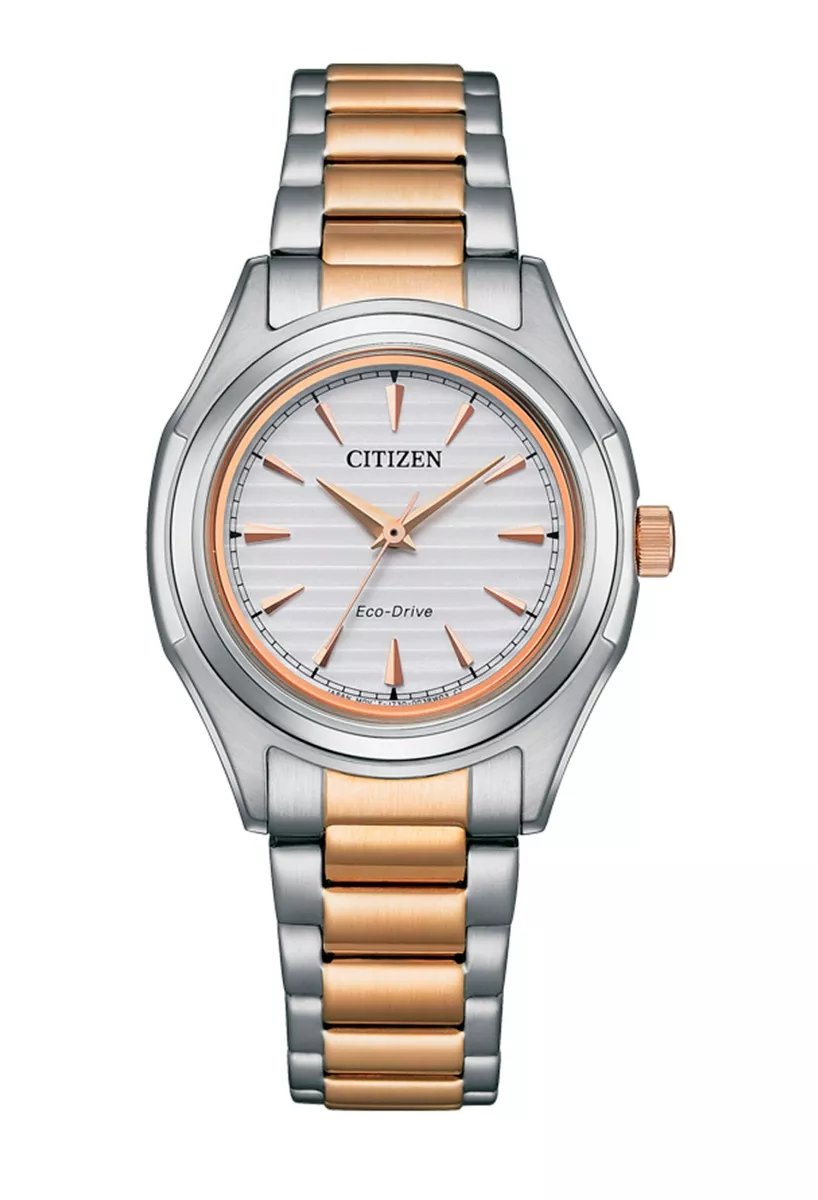 50 Frases para grabar en joyas esta Navidad 2025: ideas poderosas para personalizar tus recuerdos Reloj Citizen acero bicolor para mujer. Eco Drive FE2116-85A