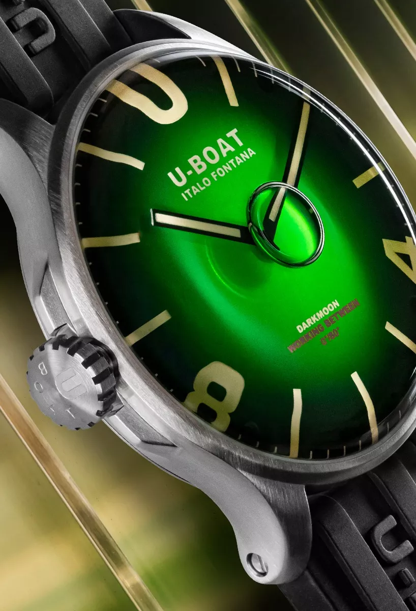 Reloj U-Boat DarkMoon Soleil con caja acero y correa de caucho. esfera verde 8702 Reloj U-Boat DarkMoon Soleil con caja acero y correa de caucho, esfera verde 8702 detalle