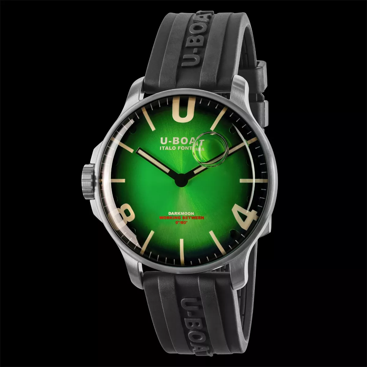 Reloj U-Boat DarkMoon Soleil con caja acero y correa de caucho. esfera verde 8702 Reloj U-Boat DarkMoon Soleil con caja acero y correa de caucho, esfera verde 8702 ng