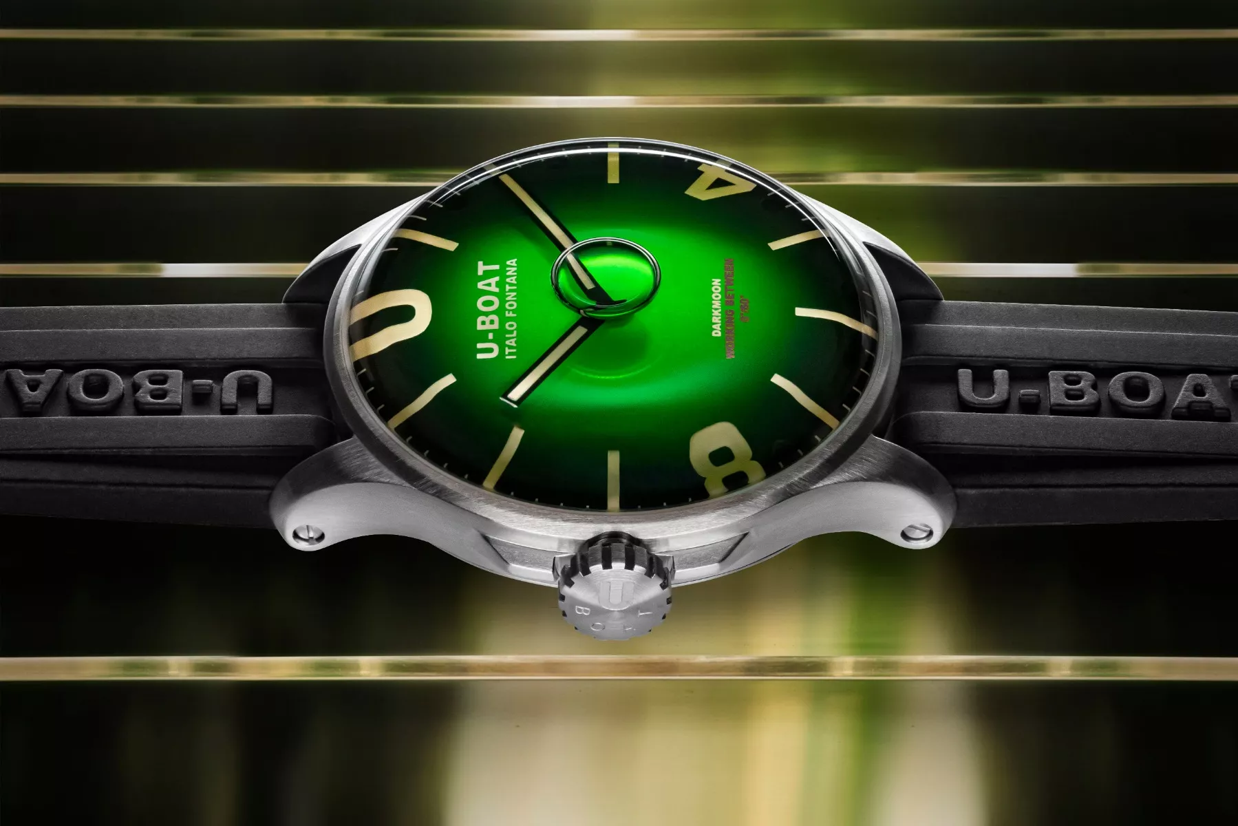 Reloj U-Boat DarkMoon Soleil con caja acero y correa de caucho. esfera verde 8702 Reloj U-Boat DarkMoon Soleil con caja acero y correa de caucho, esfera verde 8702 burbuja