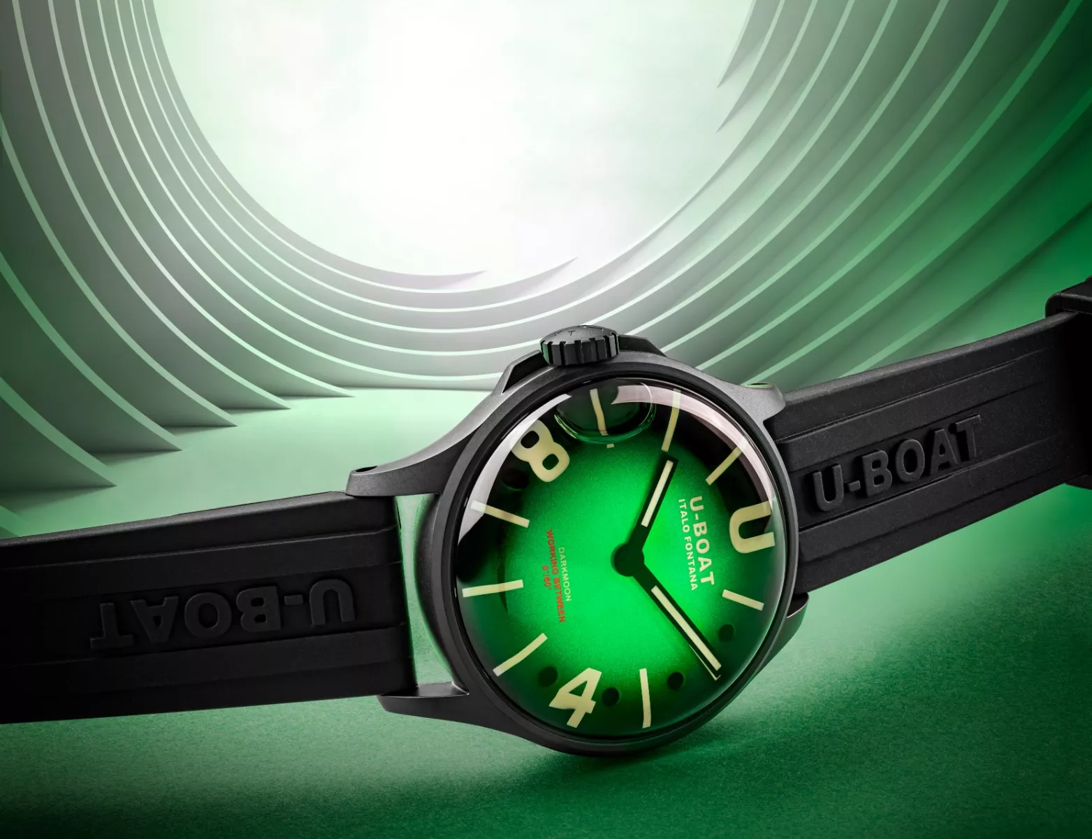 Reloj U-Boat DarkMoon verde con caja en acero pavonado y correa de caucho 9503 Reloj U-Boat DarkMoon verde con caja en acero pavonado y correa de caucho 9503 foto 1