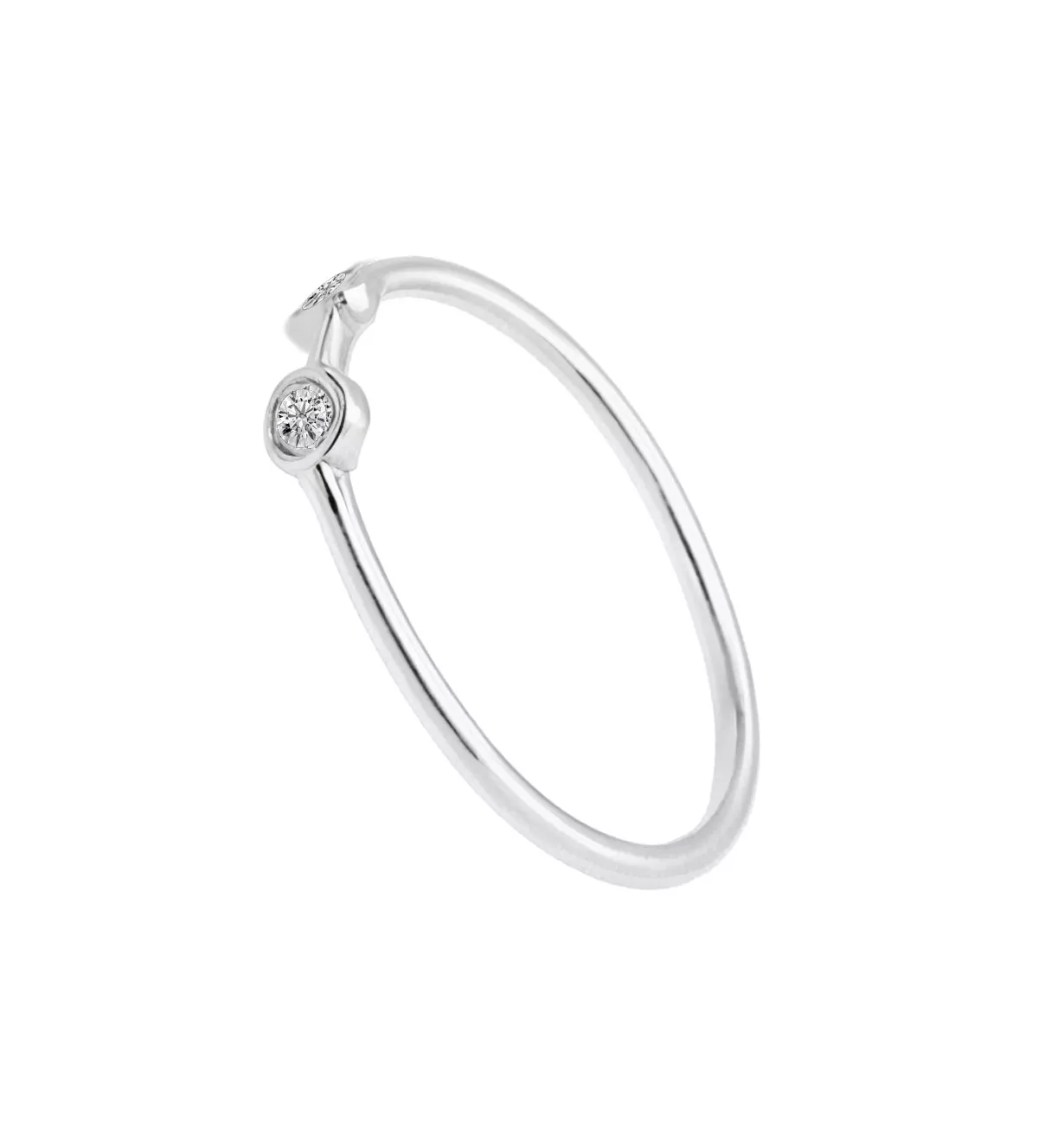 anillo de oro blanco con diamantes Besos Blancos foto oblicua