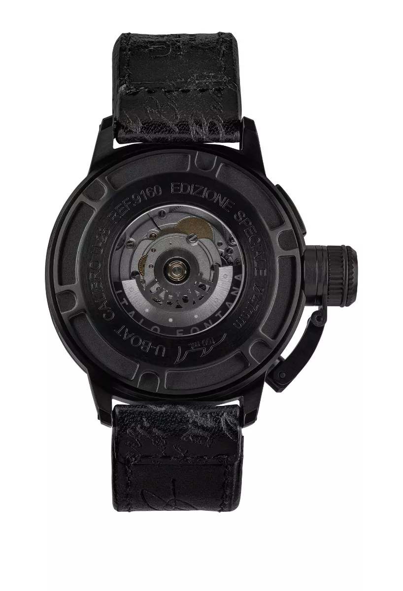 Reloj U-Boat Clásico U-47 con caja en acero negro y correa de piel 9160