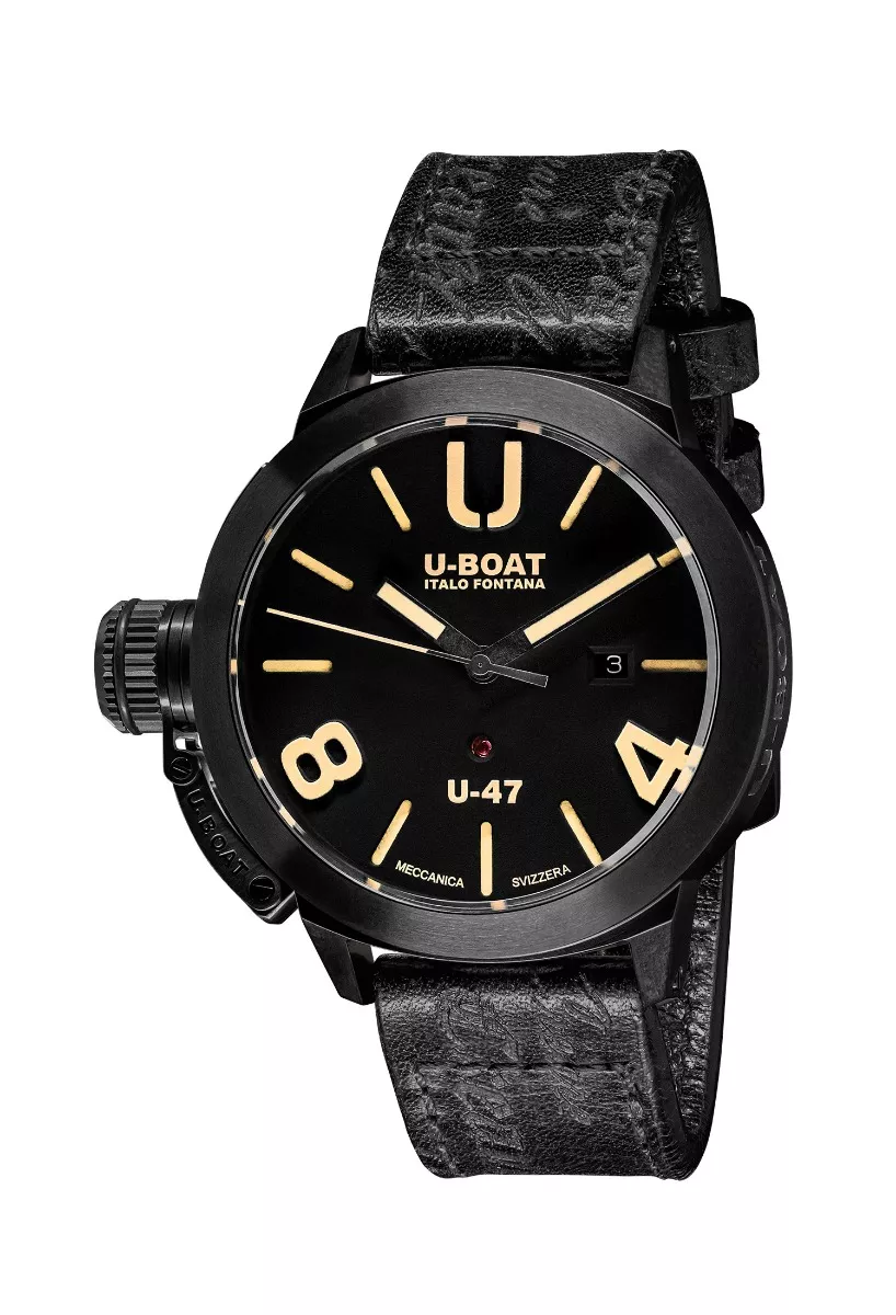 Reloj U-Boat Clásico U-47 con caja en acero negro y correa de piel 9160 Reloj U-Boat Clásico U-47 con caja en acero negro y correa de piel 9160