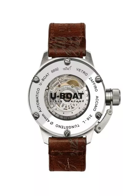Reloj U-Boat Classico Beige Tungsteno con caja acero y correa de piel 8892 tras
