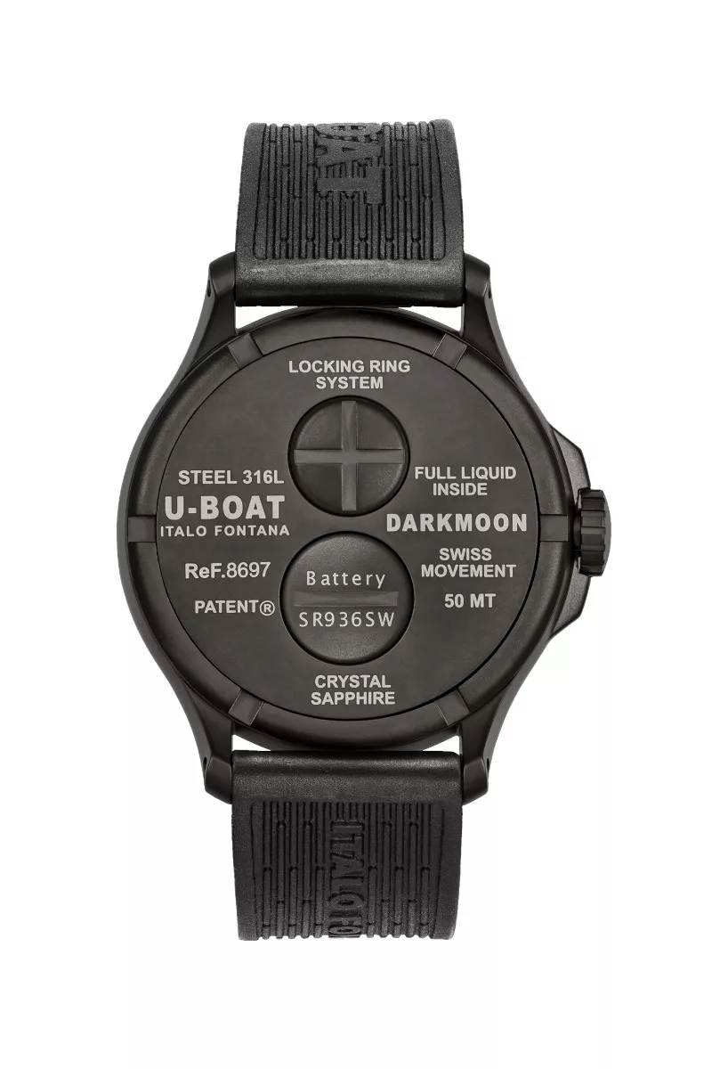 Reloj U-Boat DarkMoon Soleil con caja acero y correa de caucho 8699 tras