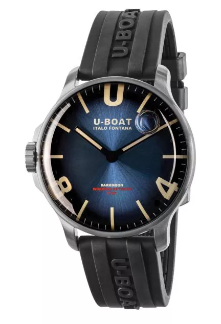 Reloj U-Boat DarkMoon Soleil con caja acero y correa de caucho, esfera azul 8704