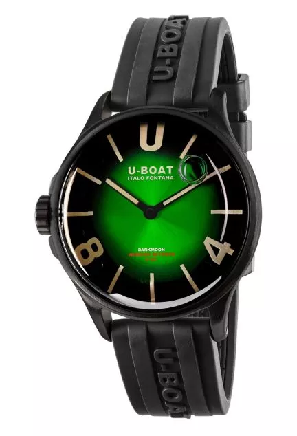Reloj U-Boat DarkMoon verde con caja en acero pavonado y correa de caucho 9503