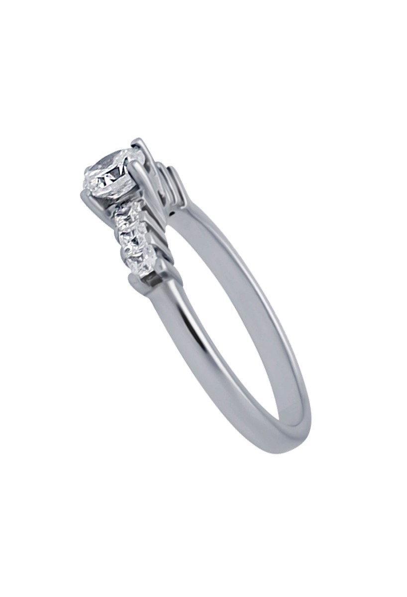 anillo compromiso tipo media alianza oro 18k y diamantes toma lateral